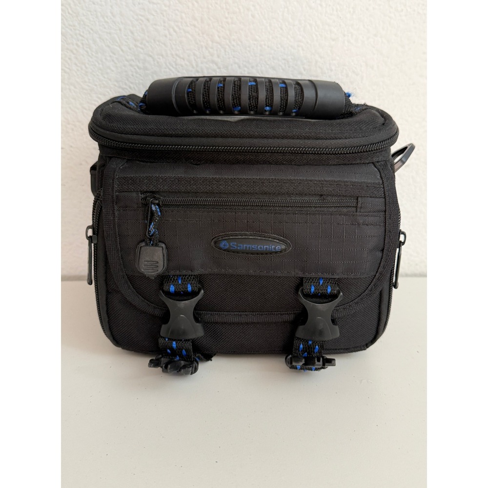 Samsonite Camera Bag Black Blue Padded Shoulder Case with Top Handle Storage